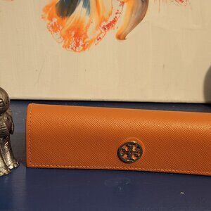 NEW orange TORY BURCH faux leather|Tan suede interior sunglass|eyeglass case